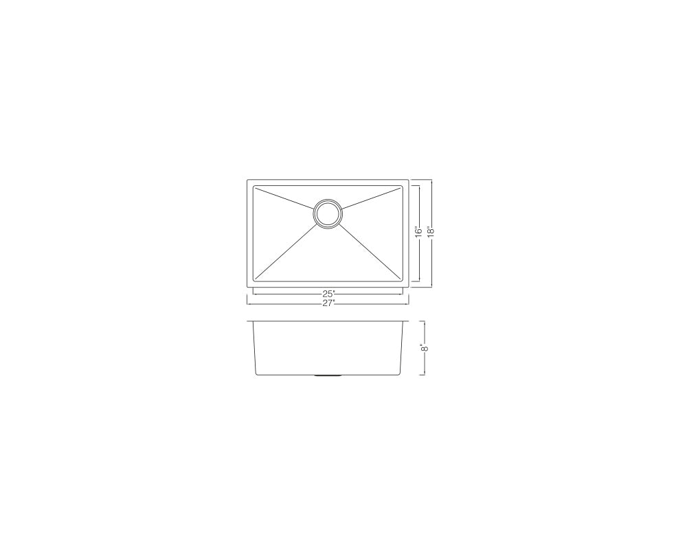 Granite Composite Under-Mount 27'' x 18'' Single Bowl Sink   KGU27189