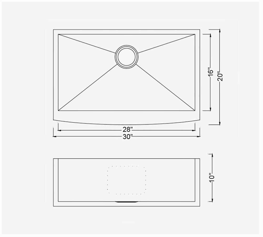 Zero radius Single Bowl 30'' x 20'' Apron Sink KSF302010S