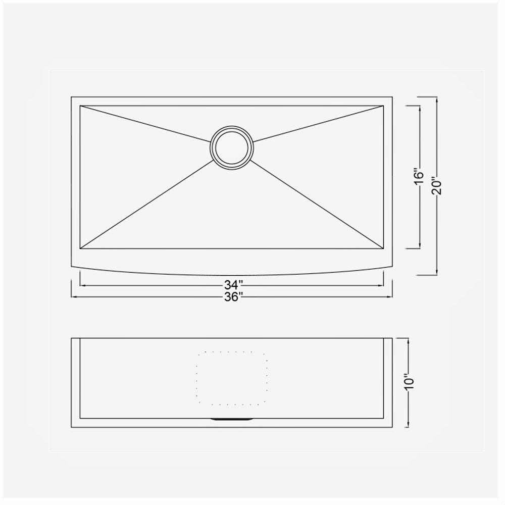 Zero Radius Single Bowl 36'' x 20'' Apron Sink KSF362010S
