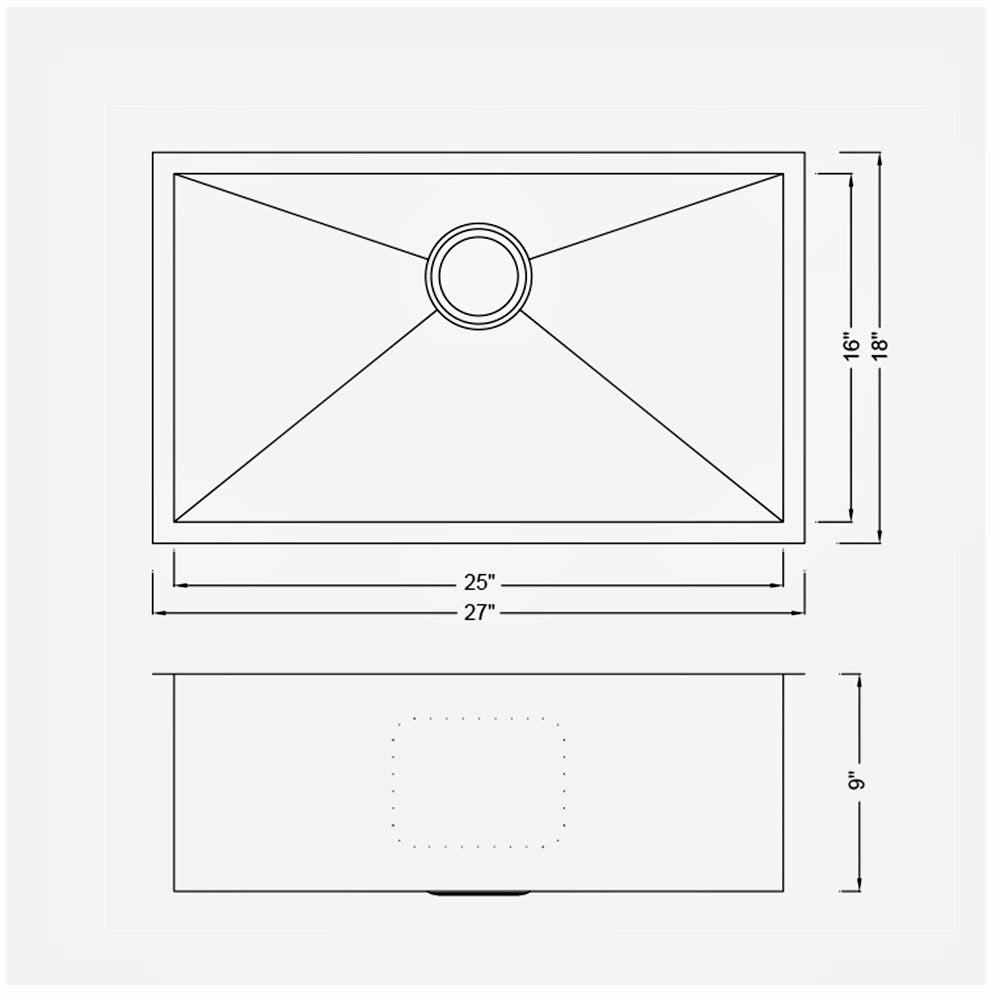Zero Radius Under-Mount 27'' x 18'' Single Bowl Sink KSH27189S