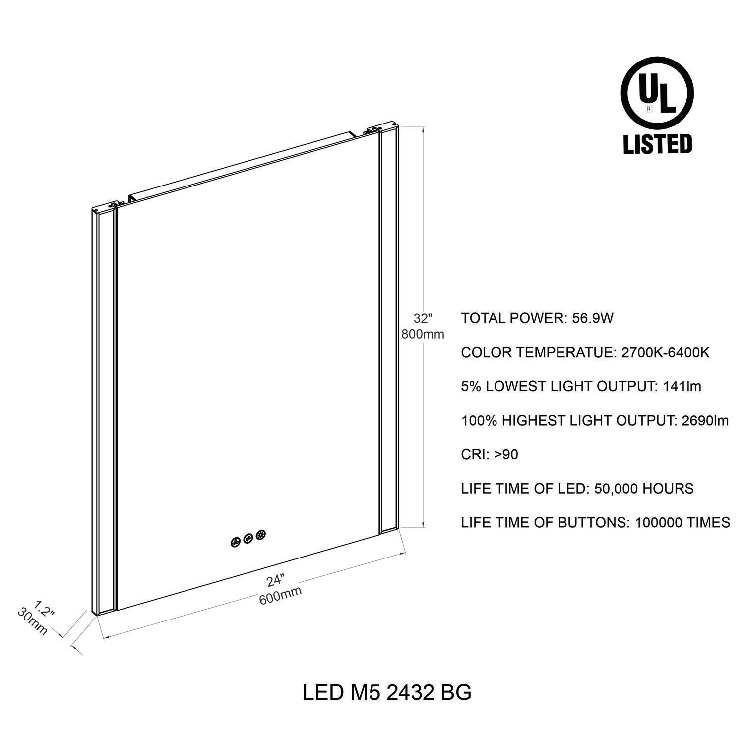Binary 24″ LED Mirror