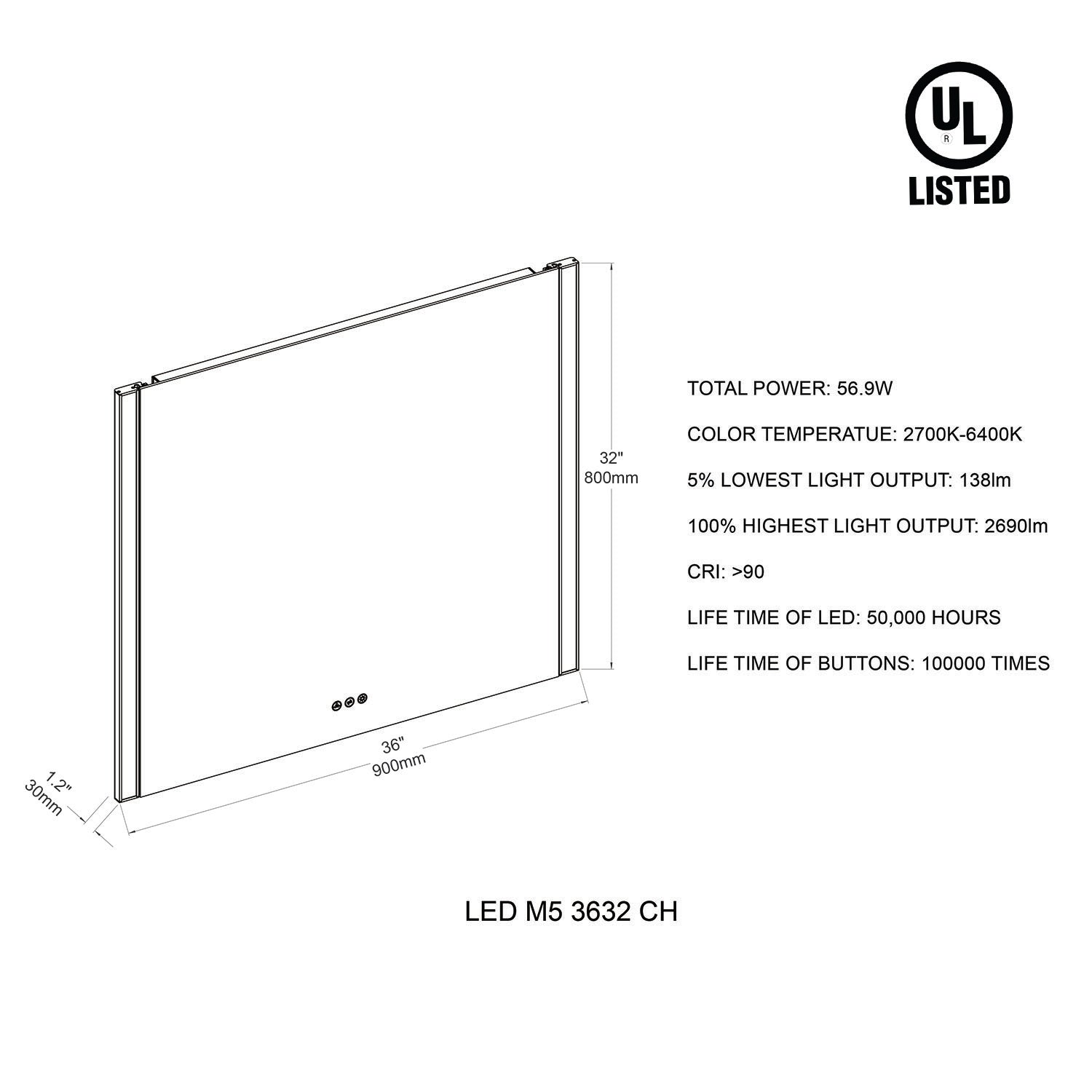 Binary 36″ LED Mirror