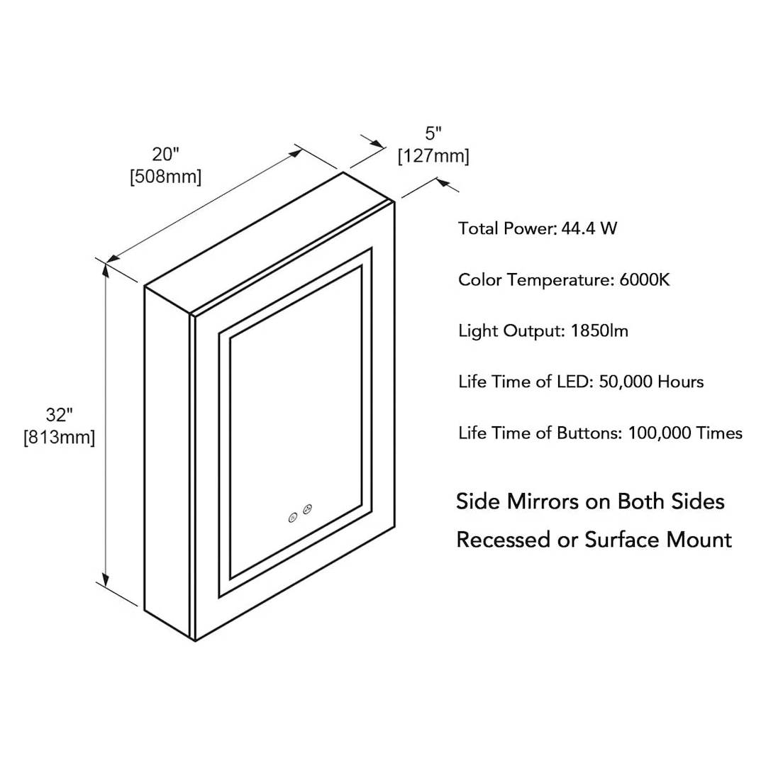 Vega – 20 Inches LED Medicine Cabinet