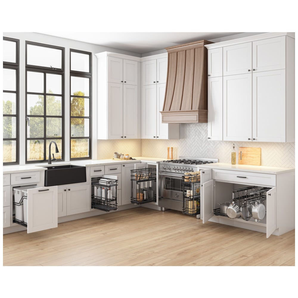 STORAGE WITH STYLE® Metal "No Wiggle" Base Pullout, Pre-assembled with Soft-close Slides