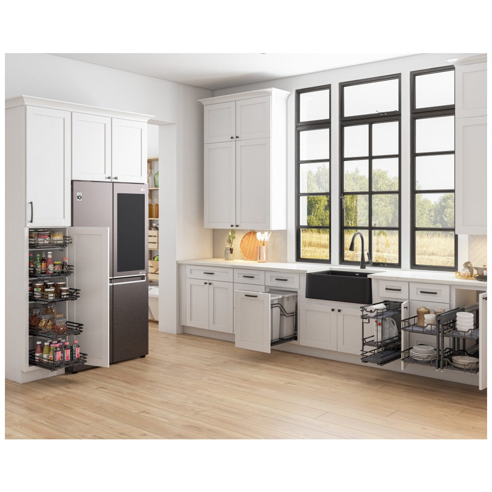 STORAGE WITH STYLE® Metal "No Wiggle" Base Pullout, Pre-assembled with Soft-close Slides