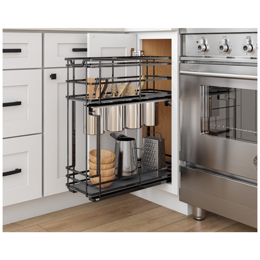 STORAGE WITH STYLE® Metal "No Wiggle" Soft-close 8'' Utensil Base Pullout