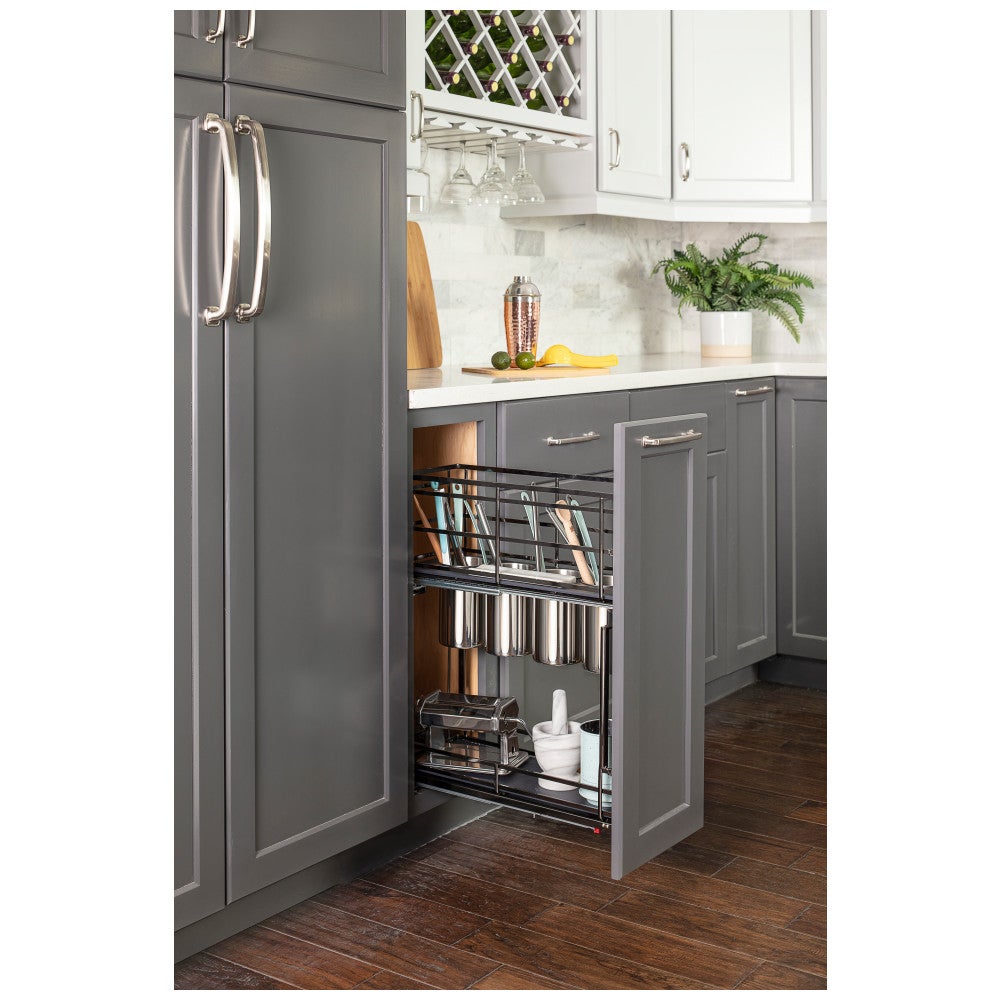 STORAGE WITH STYLE® Metal "No Wiggle" Soft-close 8'' Utensil Base Pullout