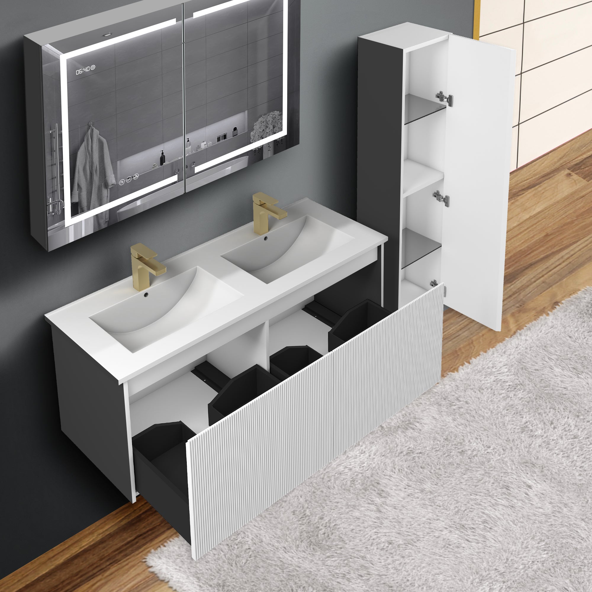 Positano 48'' Double Vanity✔️Base Cabinet Only