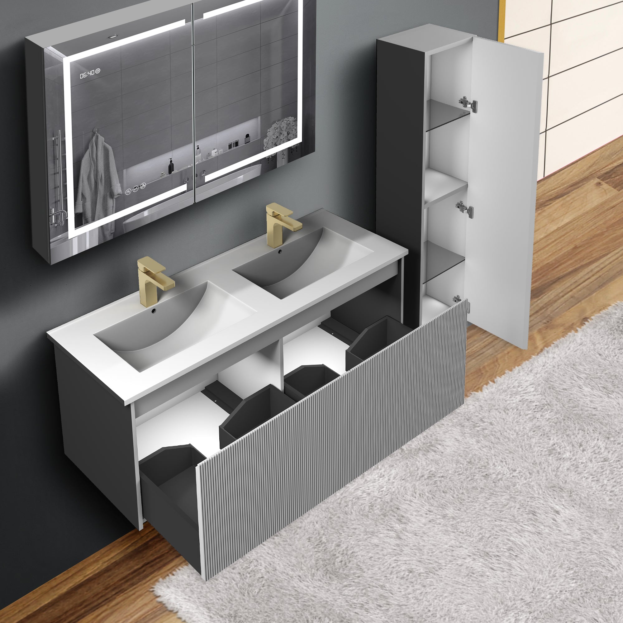 Positano 48'' Double Vanity✔️Base Cabinet Only