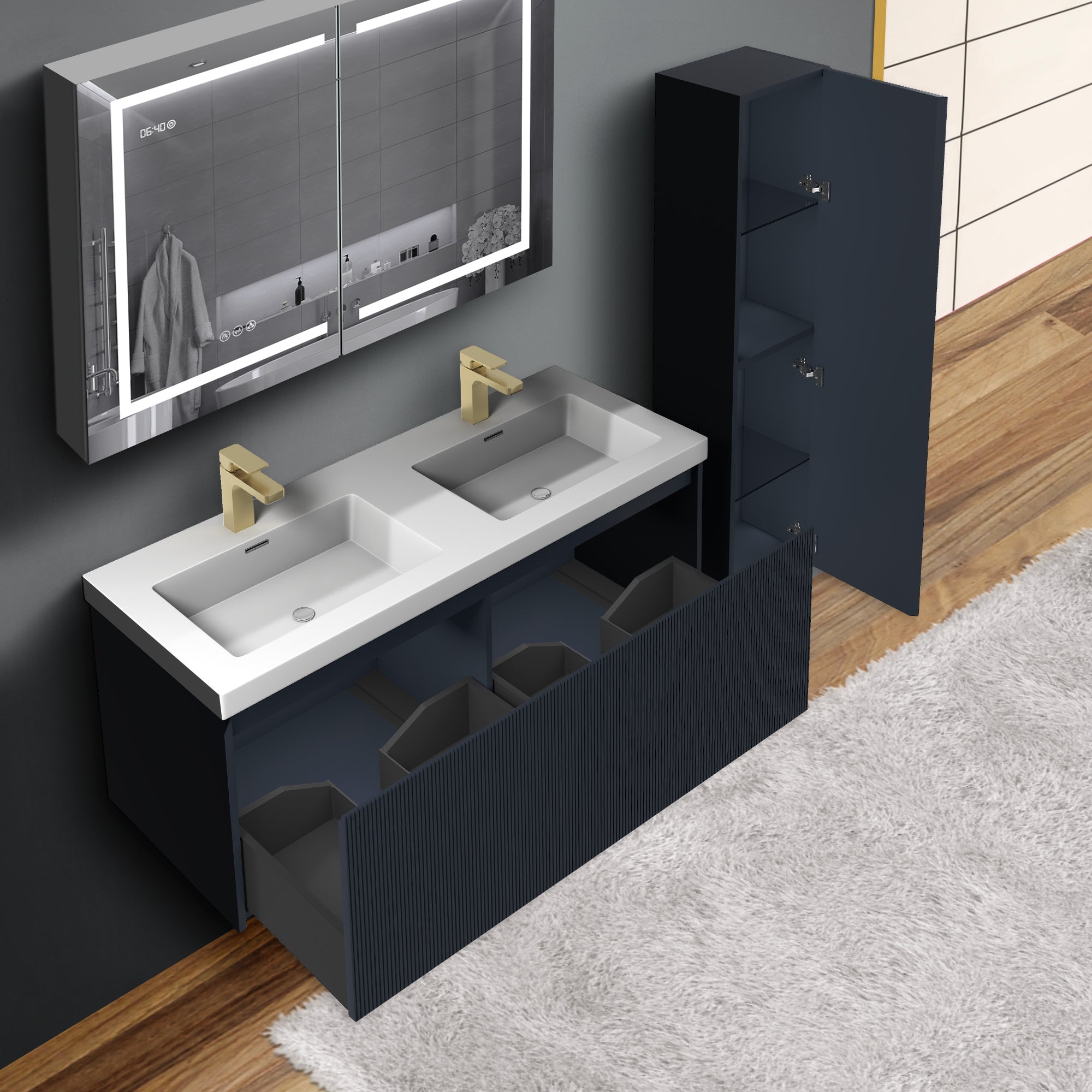 Positano 48'' Double Vanity✔️Base Cabinet Only