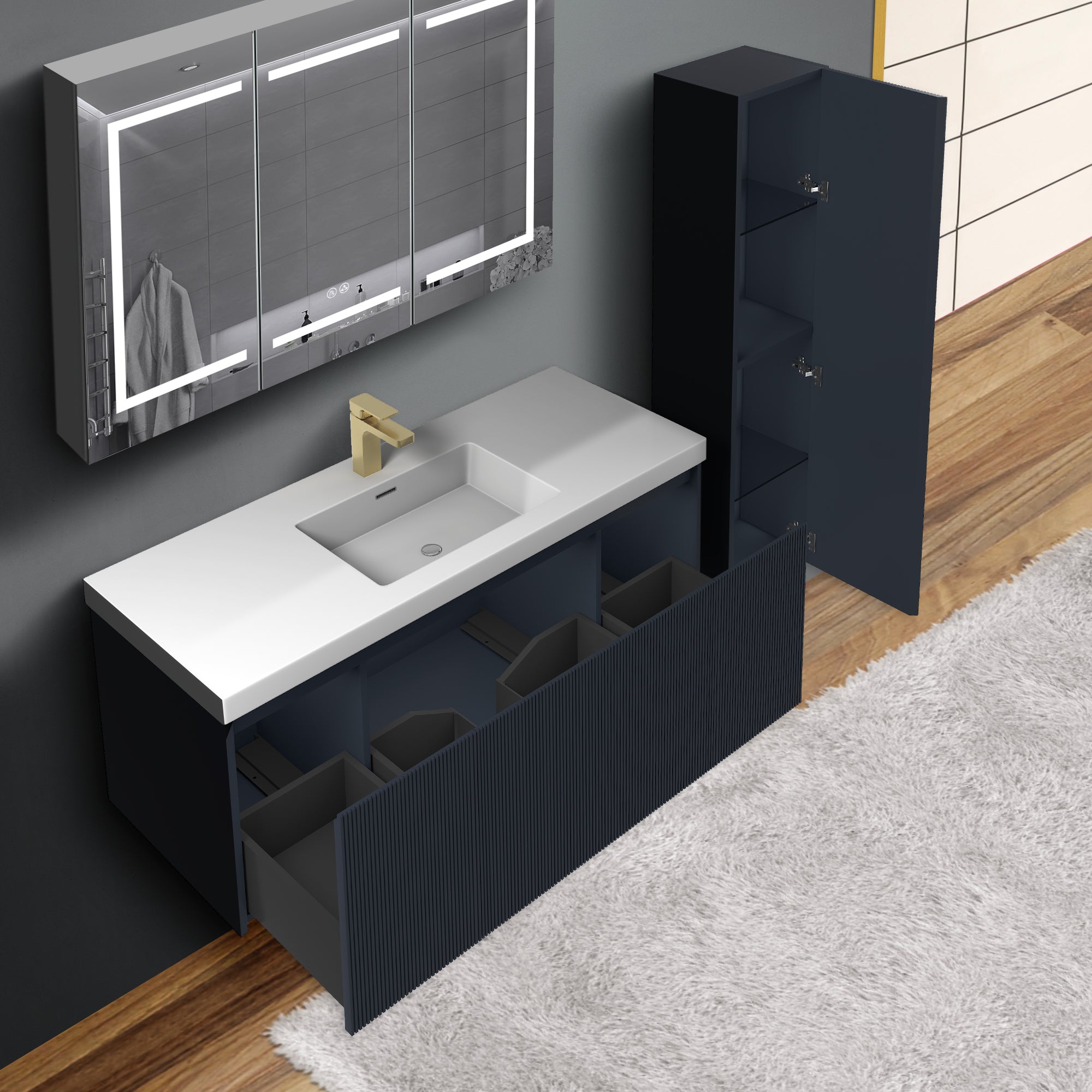 Positano 48'' Single Vanity ✔️Base Cabinet Only