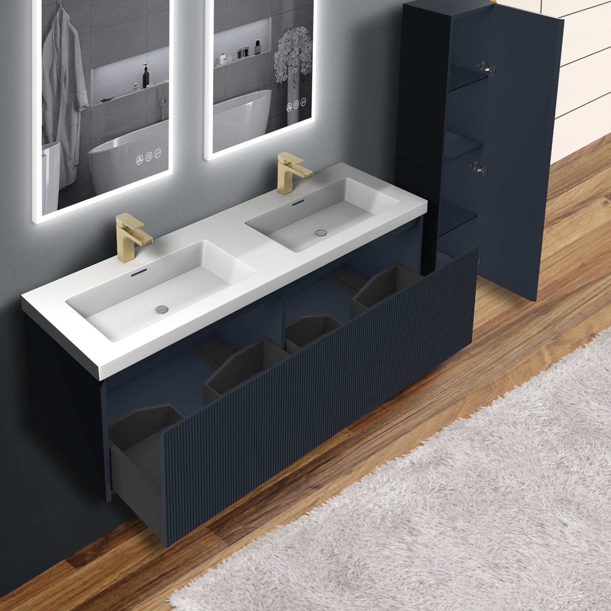 Positano 60'' Double Vanity✔️Base Cabinet Only