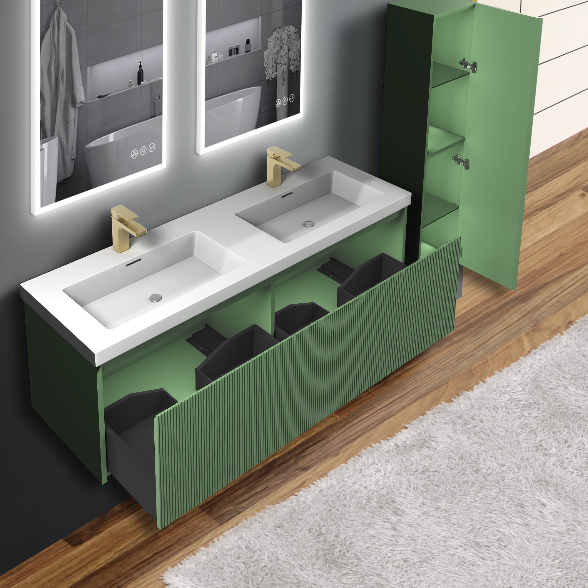 Positano 60'' Double Vanity✔️Base Cabinet Only