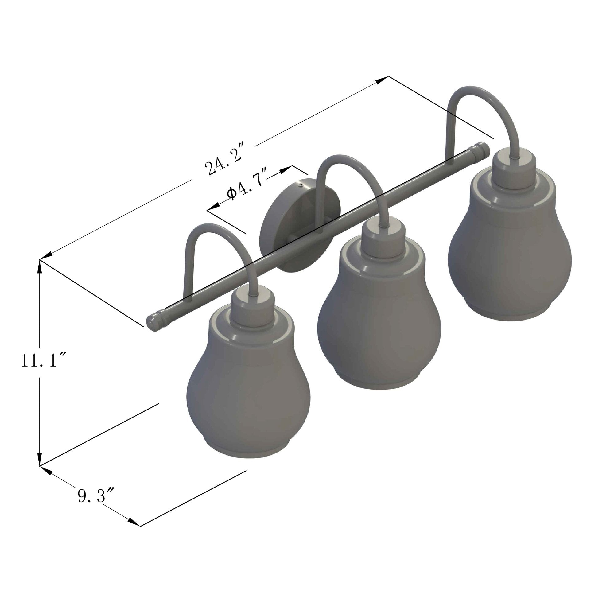 24Inch 3-Light Dimmable LED Vanity Light WL0005