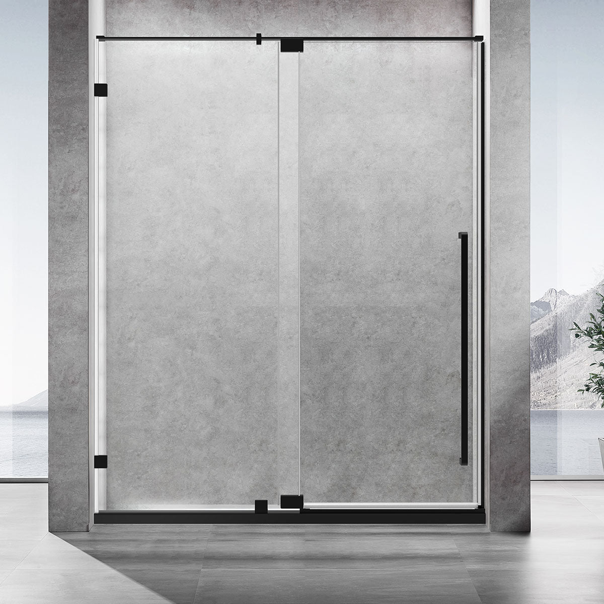 AH01 60'' W. x 76'' H. 3/8'' Frameless Hinged Shower Door