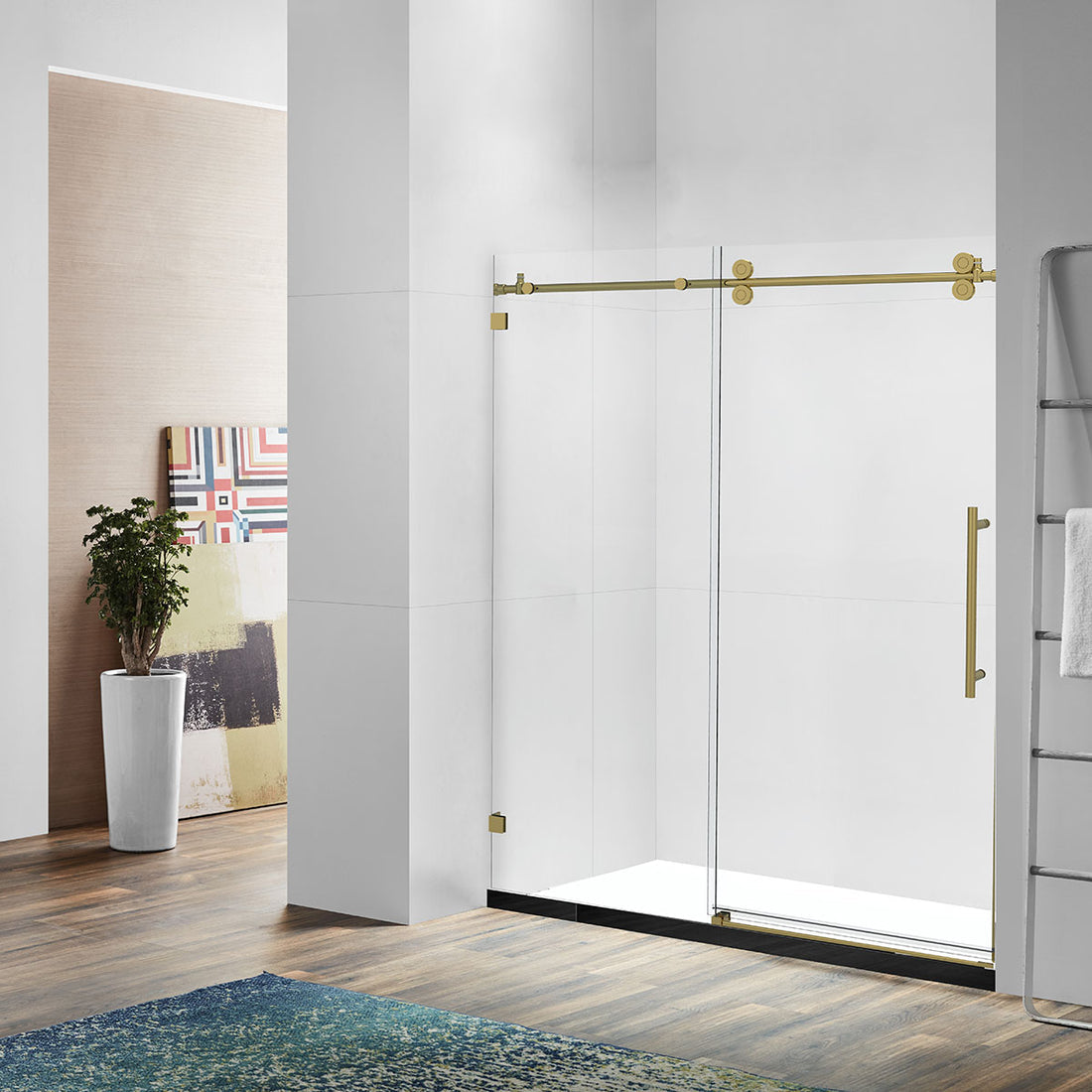 BH 60in W. x 76in H. 3/8'' Frameless Single Sliding Shower Door