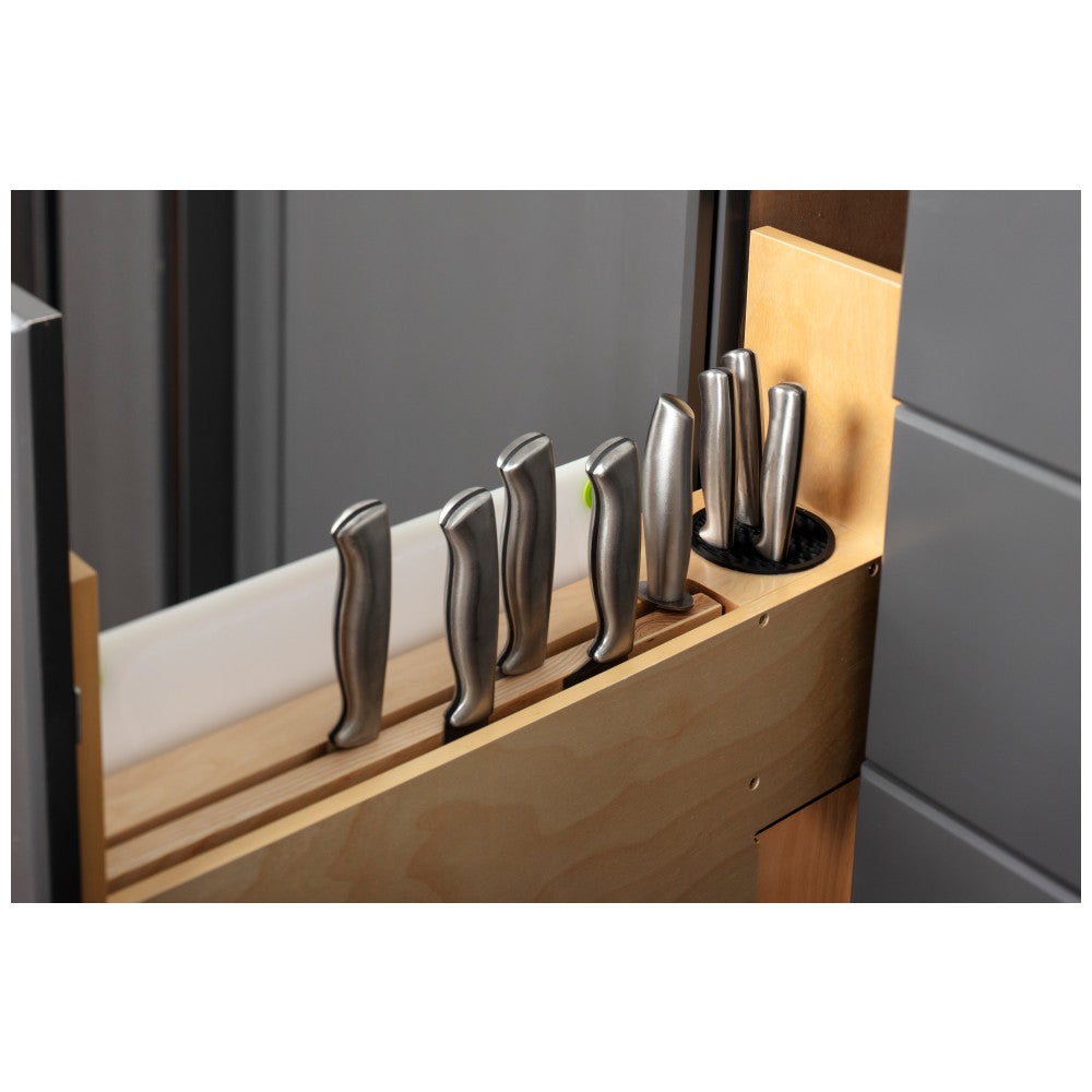 "No Wiggle" Magnetic Knife Organizer Soft-close Pullout