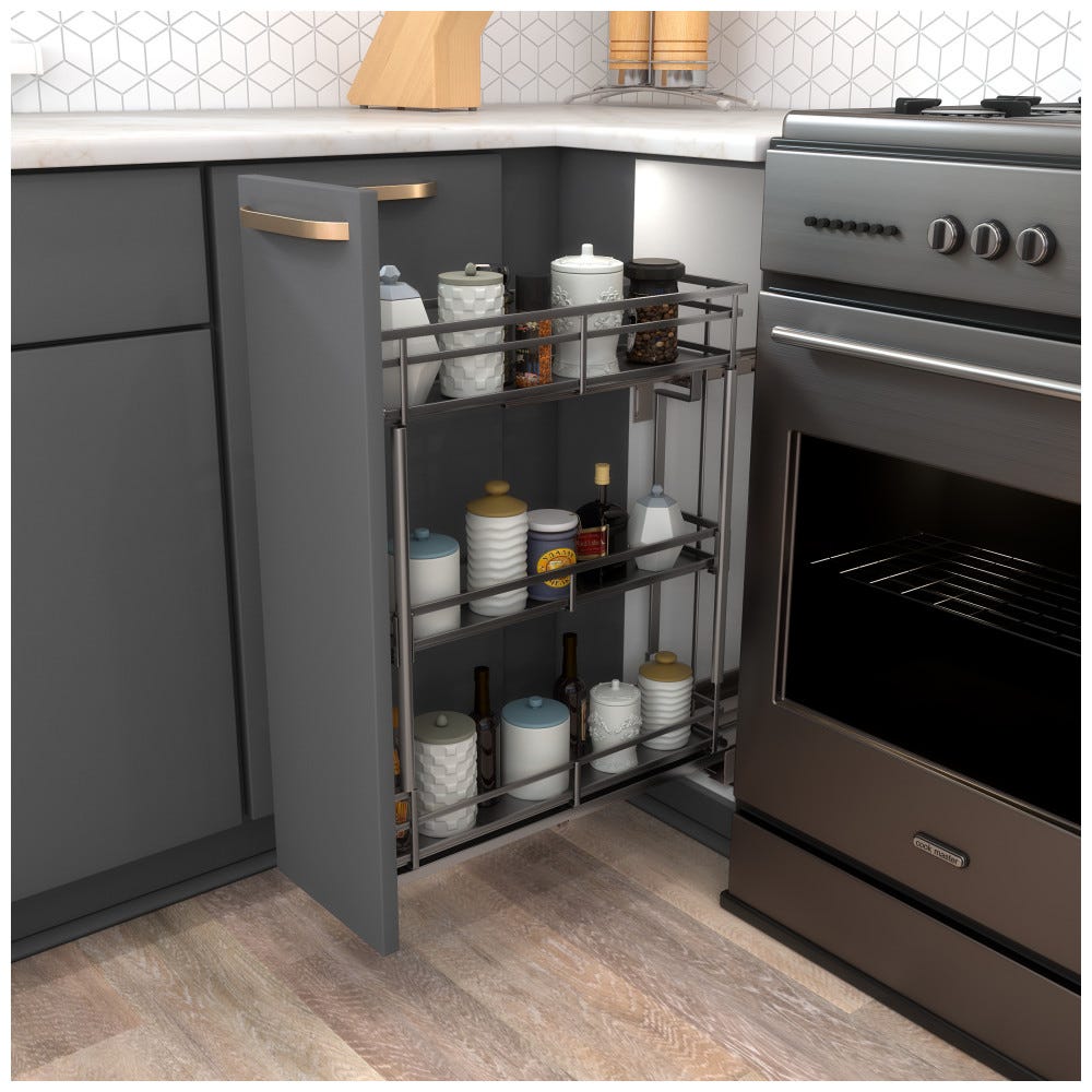 STORAGE WITH STYLE® Metal "No Wiggle" Base Pullout, Pre-assembled with Soft-close Slides