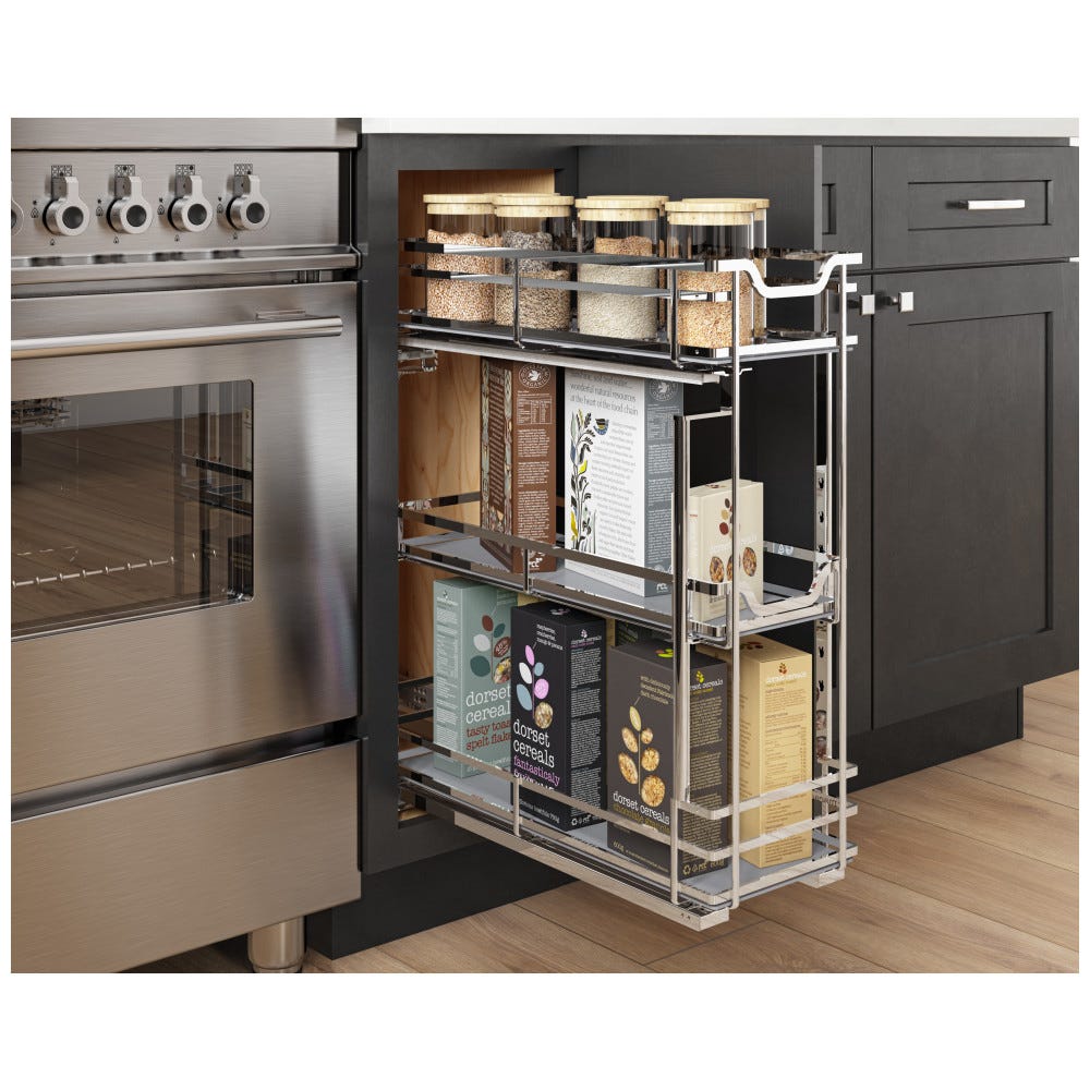 STORAGE WITH STYLE® Metal "No Wiggle" Base Pullout, Pre-assembled with Soft-close Slides