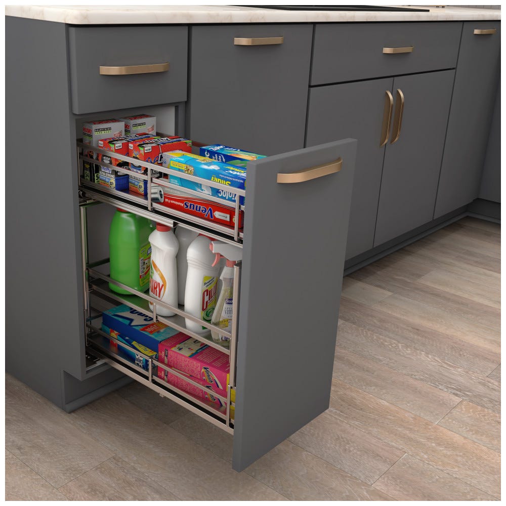 STORAGE WITH STYLE® Metal "No Wiggle" Under Drawer Base Pullout, Pre-assembled with Soft-close Slides