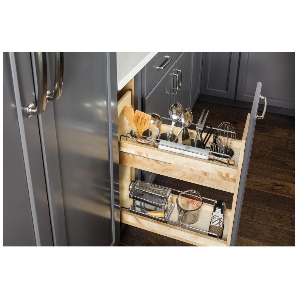 "No Wiggle" Utensil Bin Soft-close Base Cabinet Pullout