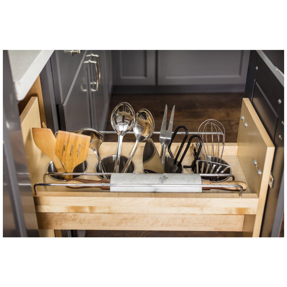 "No Wiggle" Utensil Bin Soft-close Base Cabinet Pullout