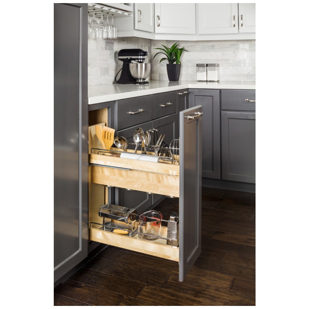 "No Wiggle" Utensil Bin Soft-close Base Cabinet Pullout