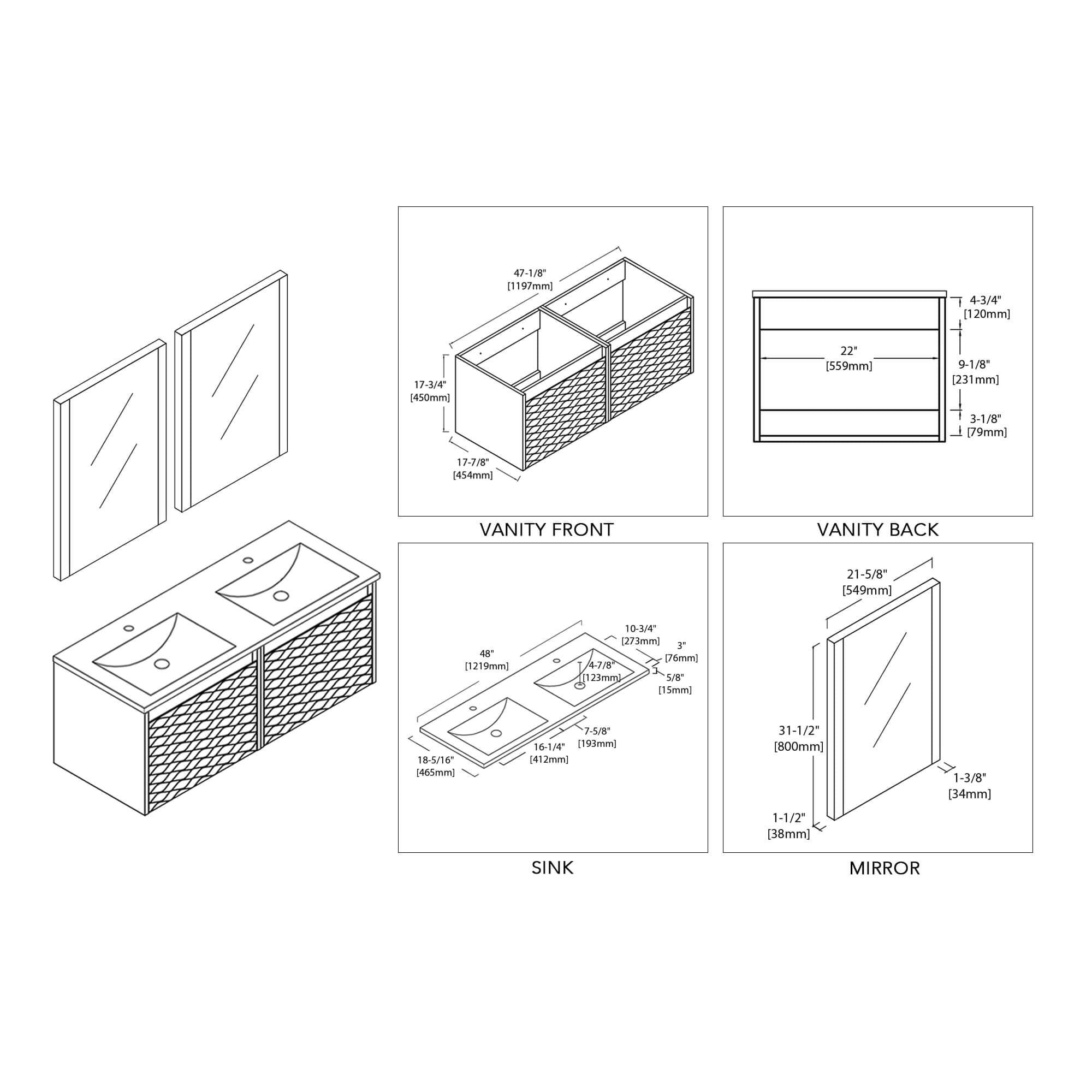 Paris 48 Inch Vanity – Glossy White - ezkitchenbath