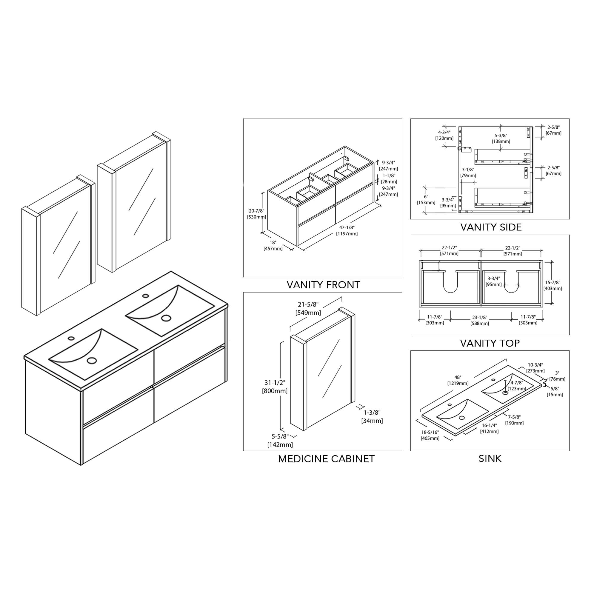 Valencia 48 Inch Double Vanity