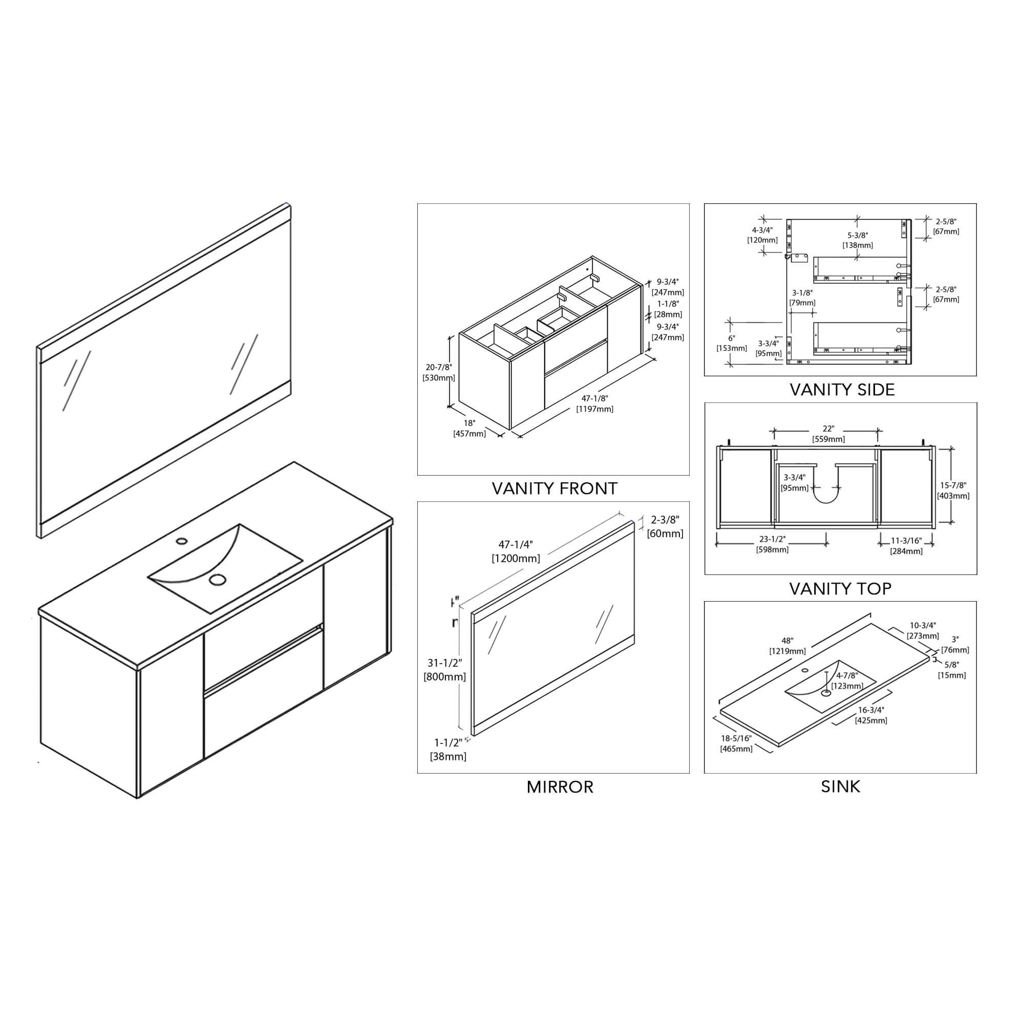 Valencia 48 Inch Single Vanity