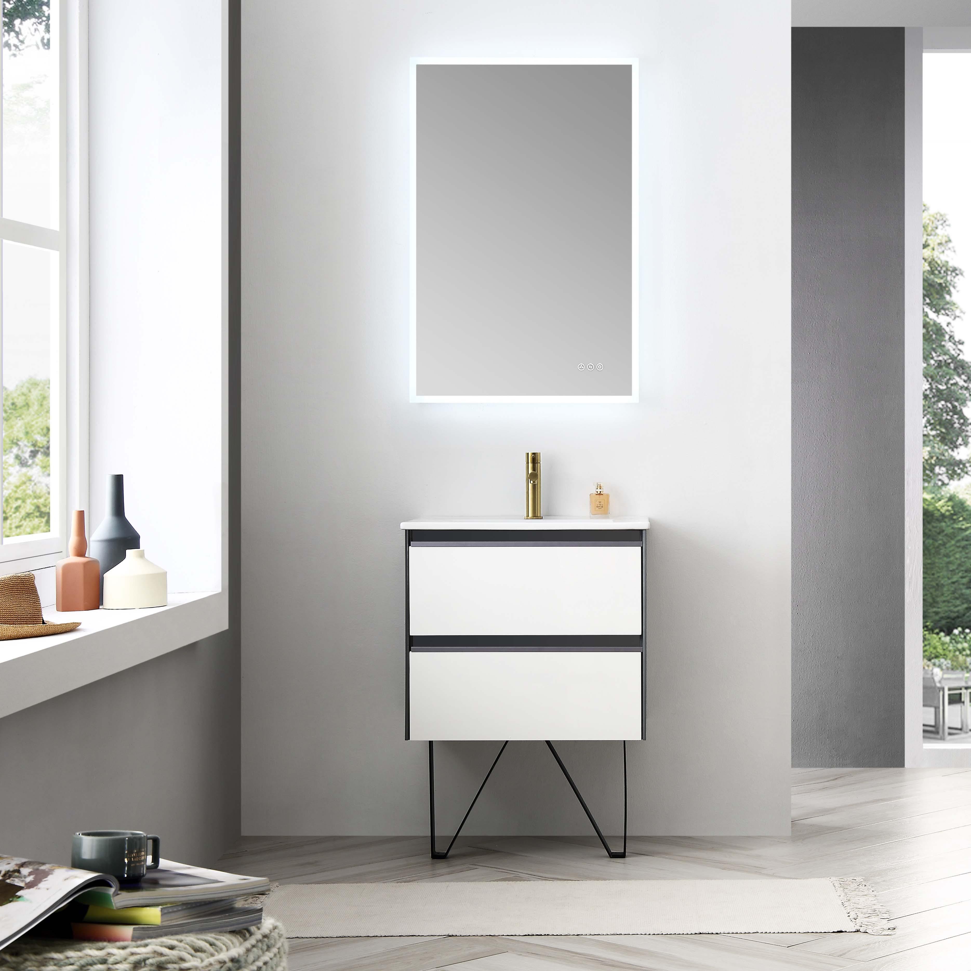 Berlin 24 Inch Vanity – Glossy White & Glossy Grey - ezkitchenbath