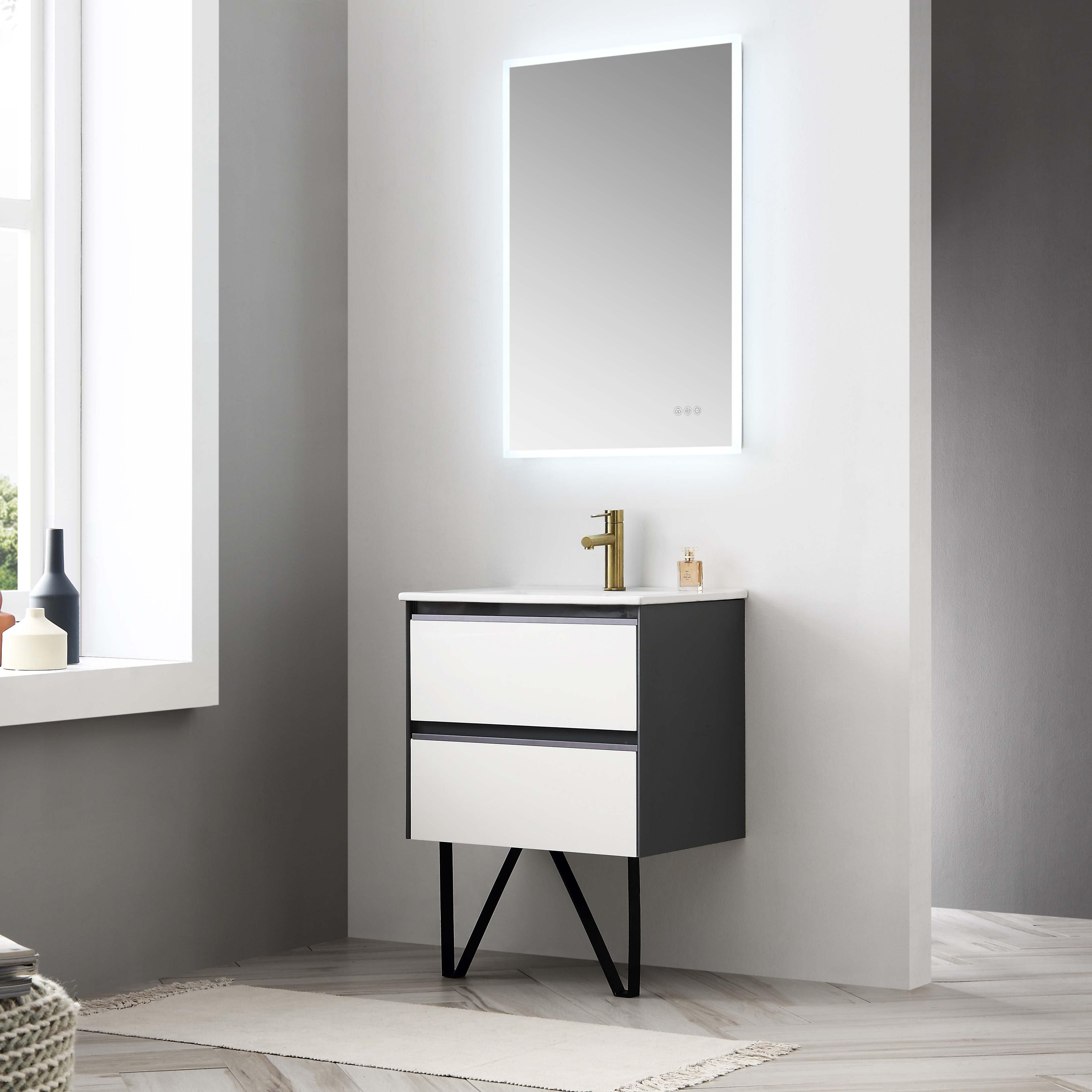 Berlin 24 Inch Vanity – Glossy White & Glossy Grey - ezkitchenbath