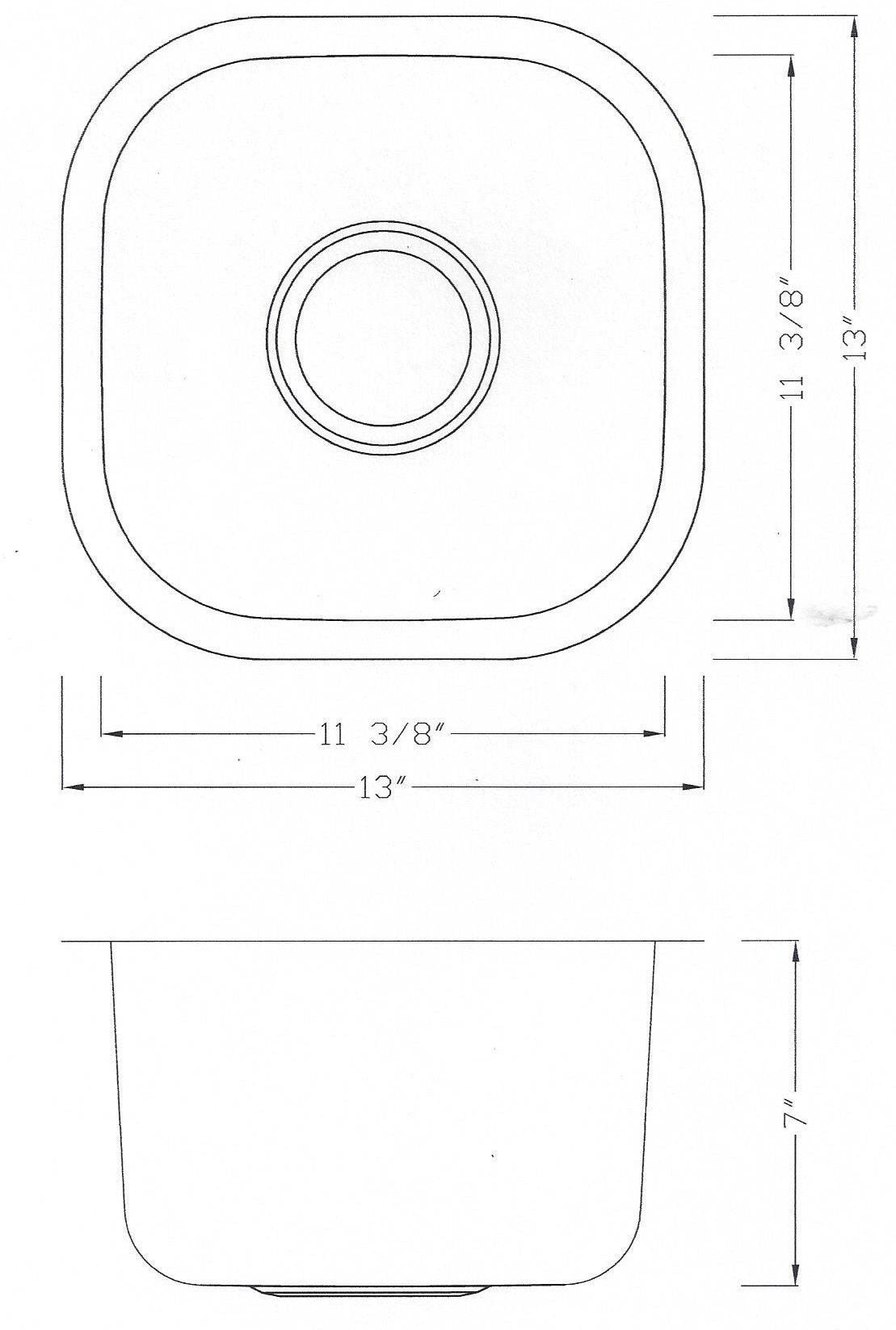 Under Mount Bar Sink 13''x 13''x 7''  KSU13137