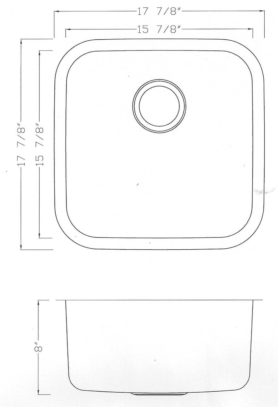 Under Mount Bar Sink 18''x 18''x 8'' KSU18188