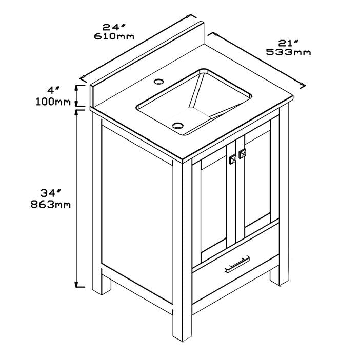 1901 Series 24'' Bathroom Vanity Cabinet Set