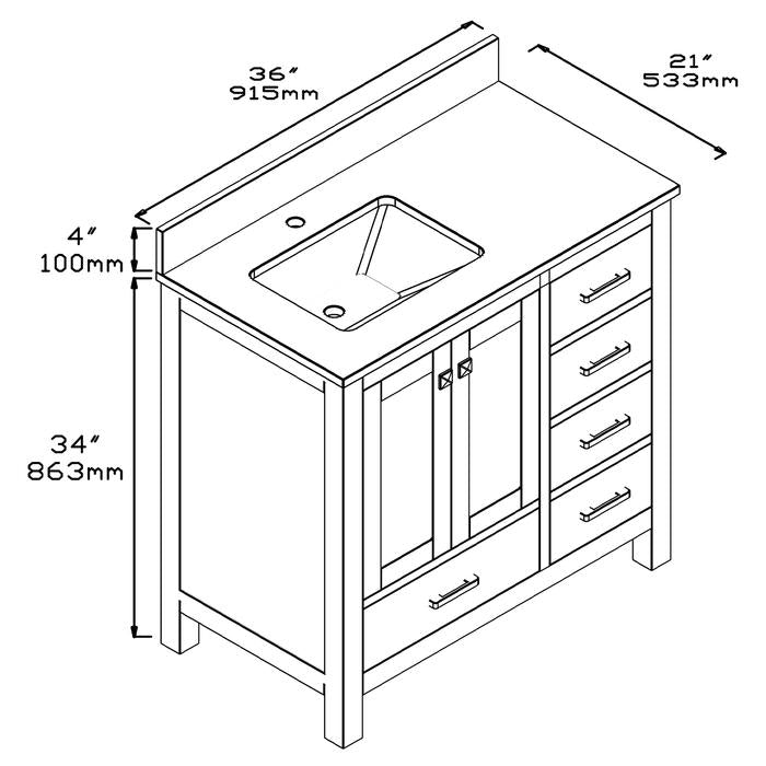 1901 Series 36'' Bathroom Vanity Cabinet Set