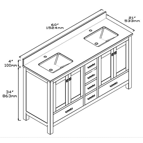 1901 Series 60'' Bathroom Vanity Cabinet Set