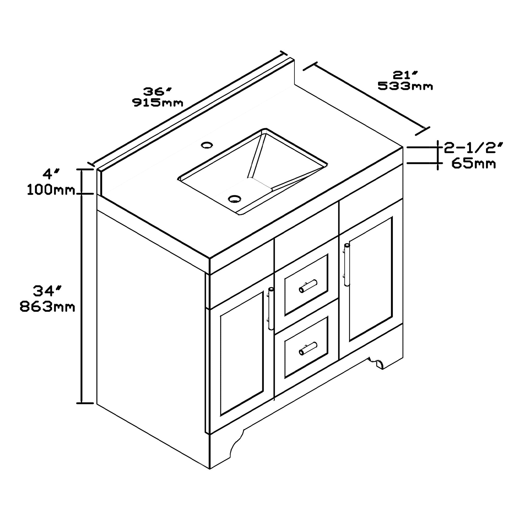 1905 Series 36in Bathroom Vanity Cabinet Set