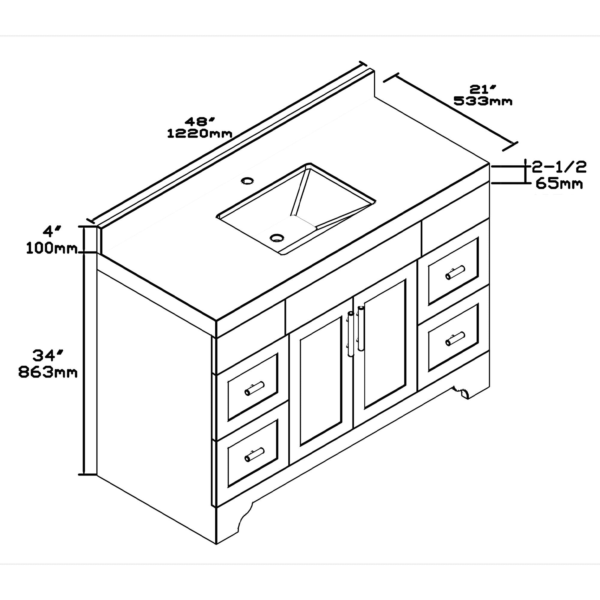 1905 Series 48Inch Bathroom Vanity Cabinet Set