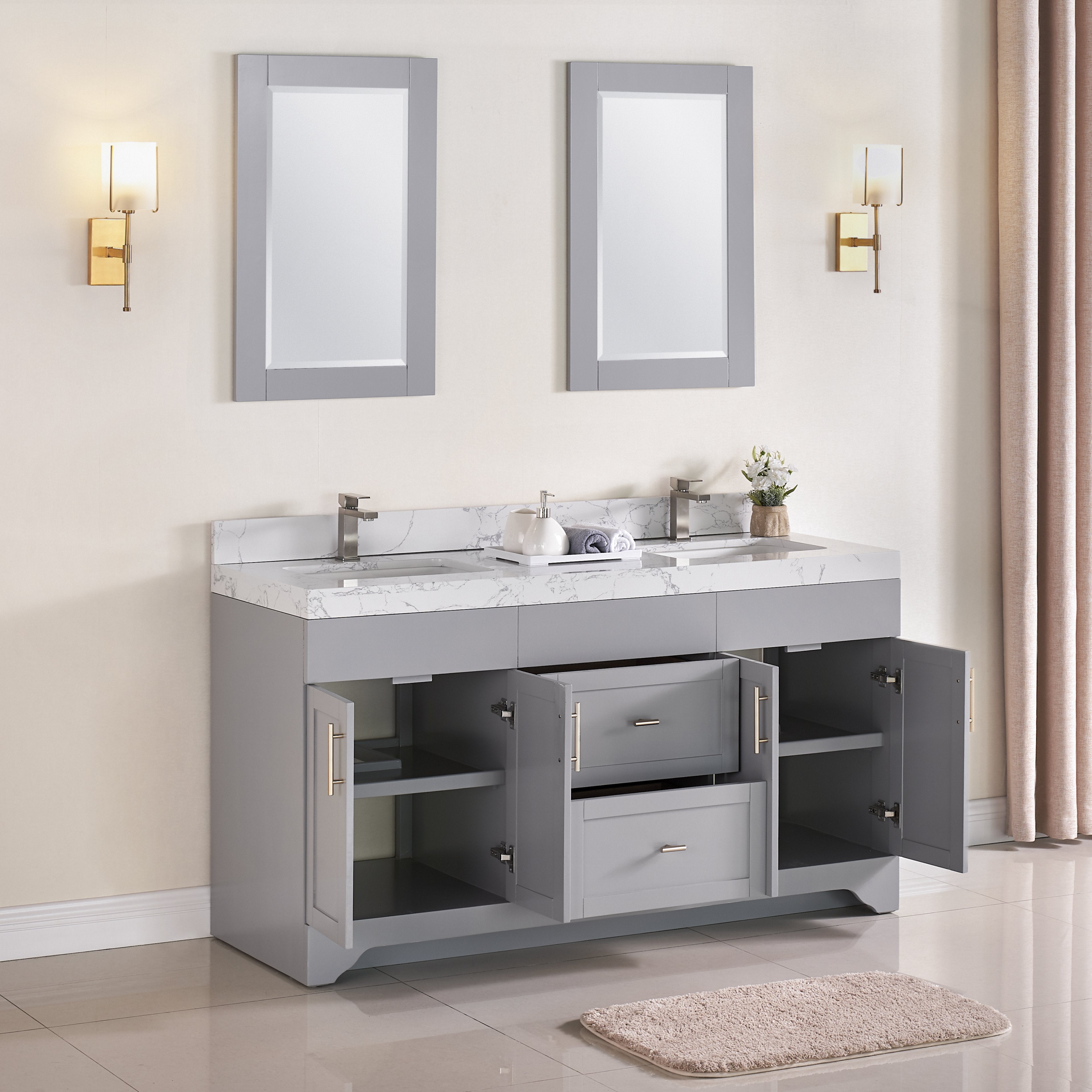 1905 Series 60Inch Bathroom Vanity Cabinet Set