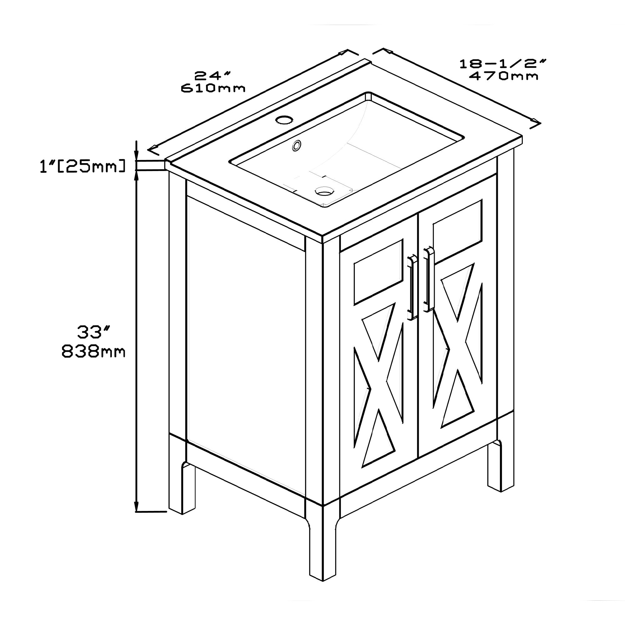 1907 Series 24'' Bathroom Vanity Cabinet Set