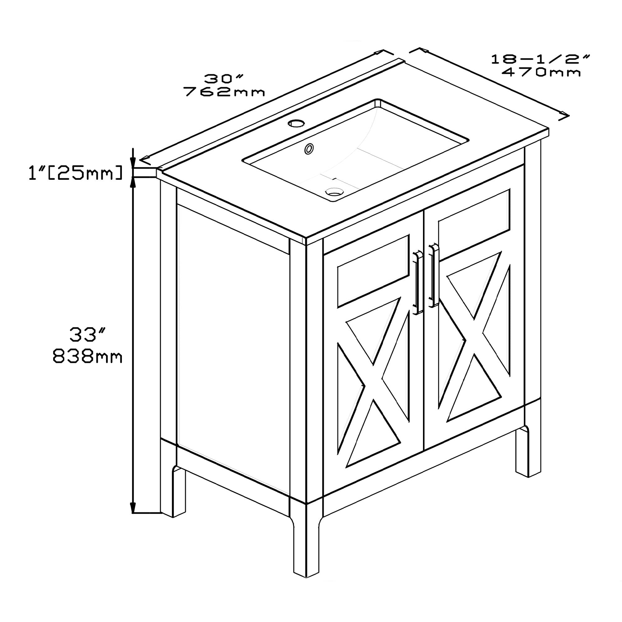 1907 Series 30'' Bathroom Vanity Cabinet Set