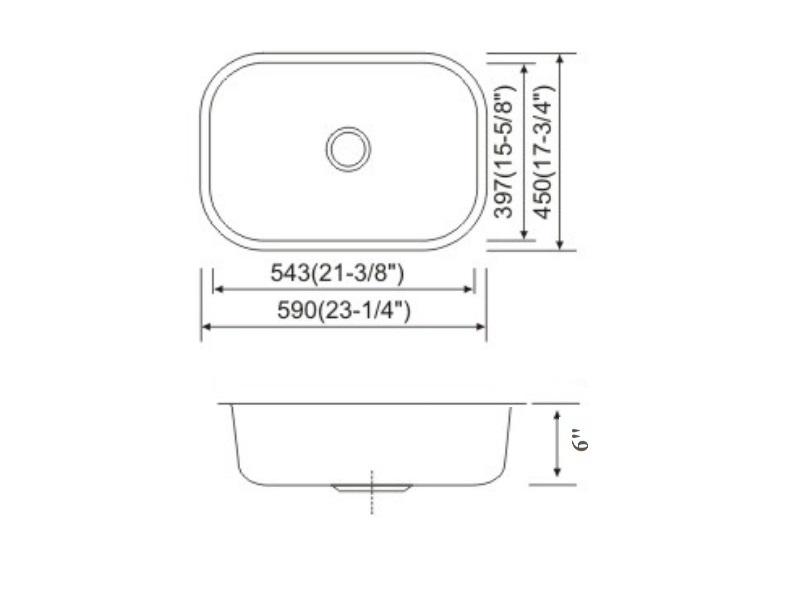 Under Mount Classical Sink 23''x 18''x 6'' KSU23186