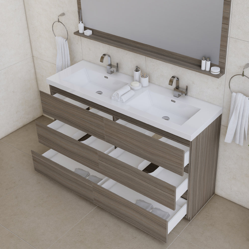 Paterno 60 inch Double Modern Freestanding Bathroom Vanity