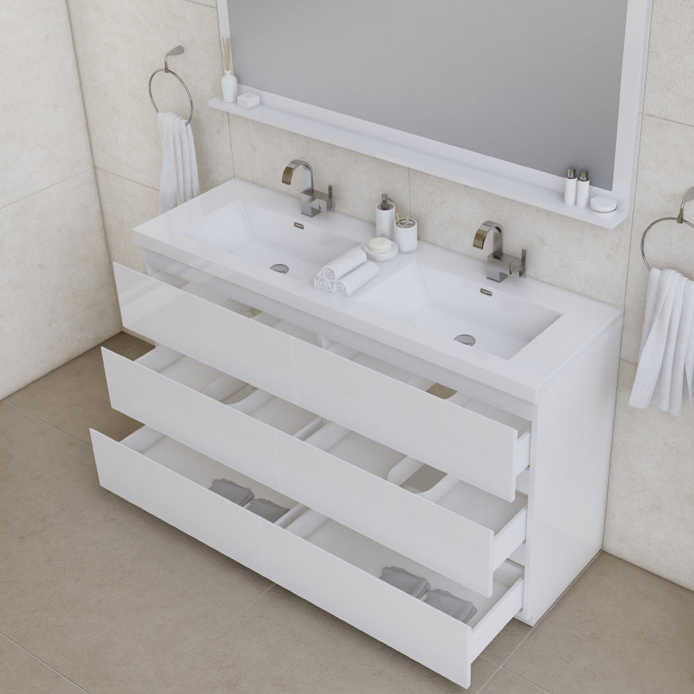 Paterno 60 inch Double Modern Freestanding Bathroom Vanity