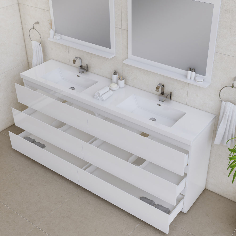 Paterno 84 inch Modern Freestanding Bathroom Vanity