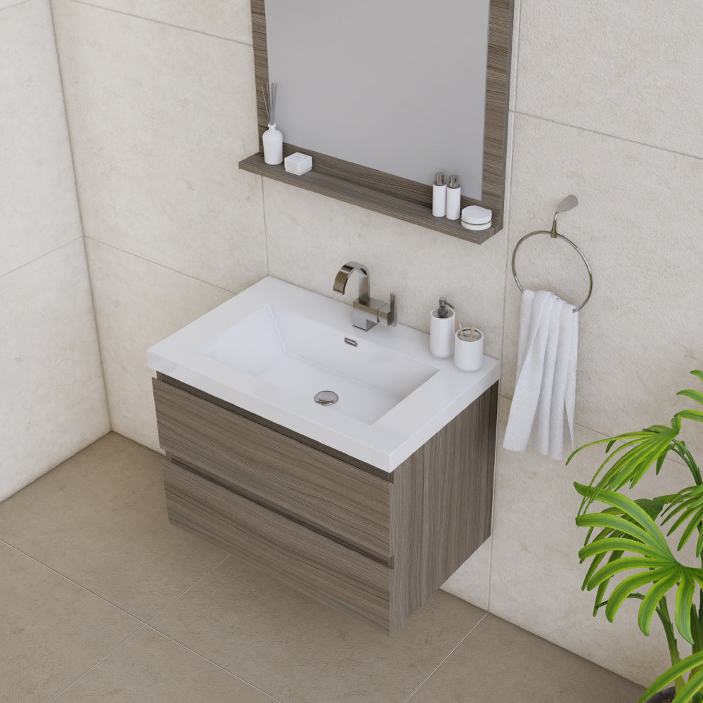 Paterno 30 inch Modern Wall Mounted Bathroom Vanity