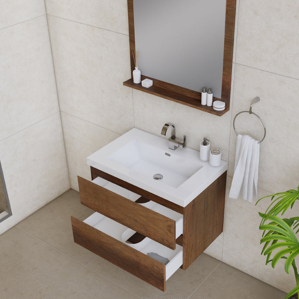 Paterno 30 inch Modern Wall Mounted Bathroom Vanity