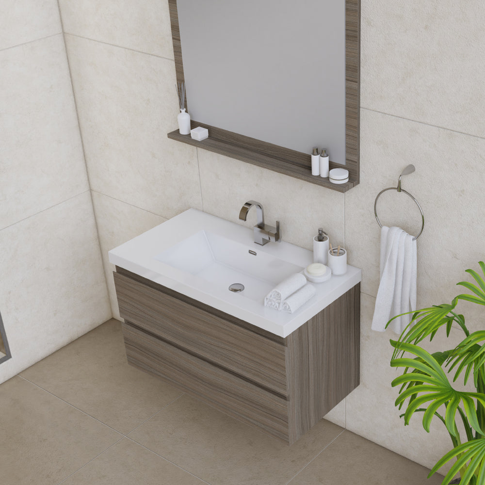 Paterno 36 inch Modern Wall Mounted Bathroom Vanity