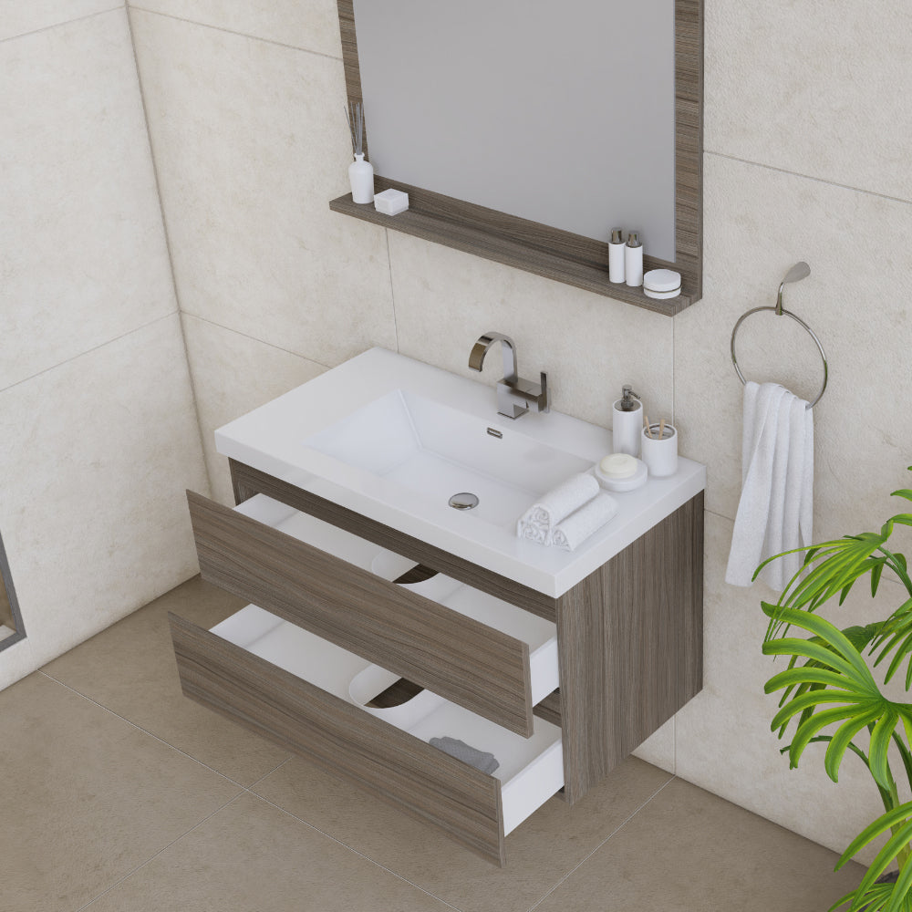 Paterno 36 inch Modern Wall Mounted Bathroom Vanity